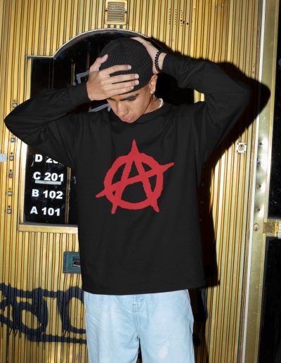 Anarchy Red Anarchist Symbol unisex mikina bez kapuce