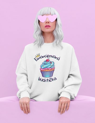 Emancipovaná buchtička cupcake unisex mikina bez kapuce