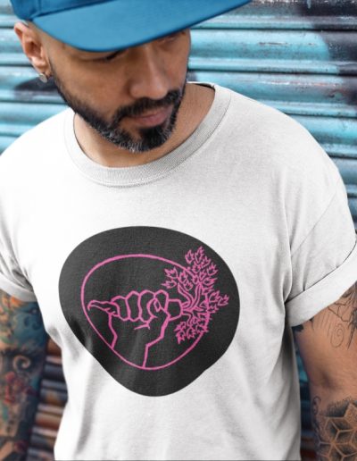 Food Not Bombs Black & Pink unisex organické tričko