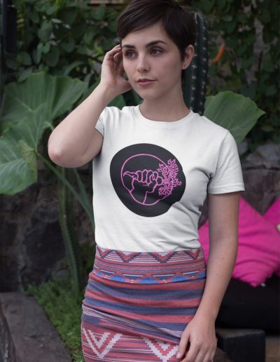 Food Not Bombs Black & Pink unisex organické tričko