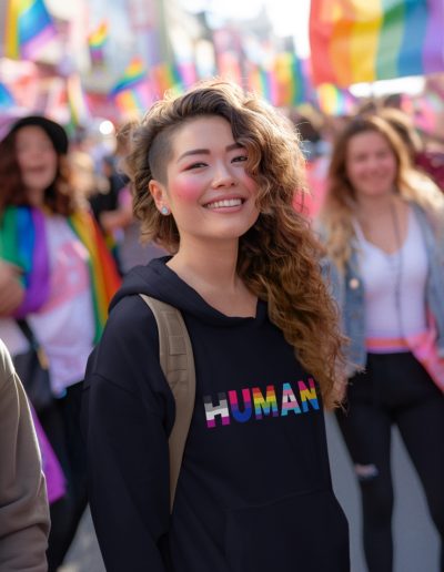 HUMAN LGBTQ+ mikina s kapucí