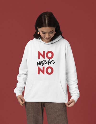 NO MEANS NO feministická mikina s kapucí