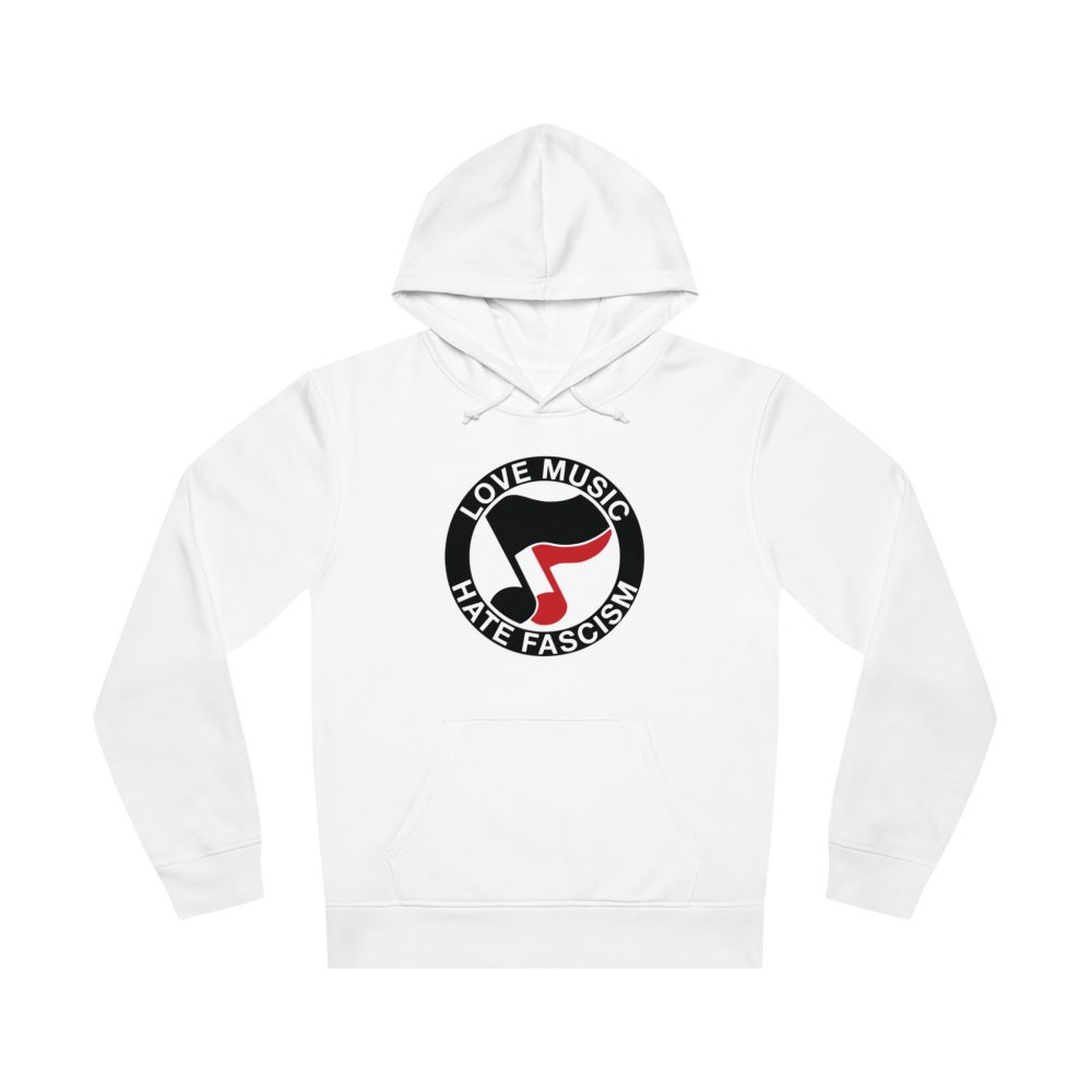 Love Music Hate Fascism organická unisex mikina s kapucí