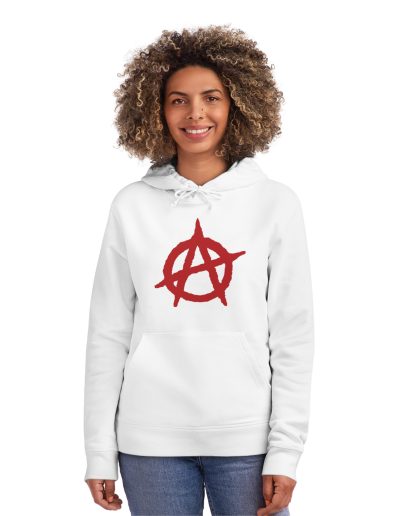 Anarchy Red organická unisex mikina s kapucí