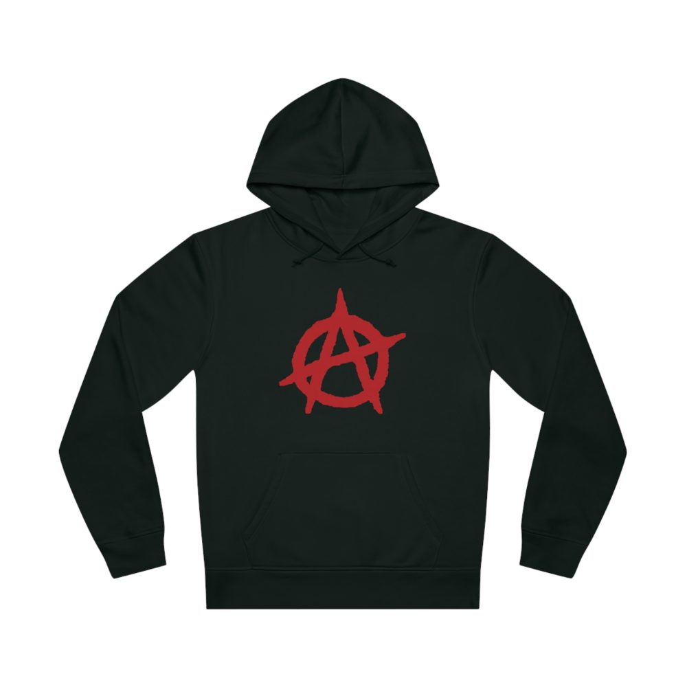 Anarchy Red organická unisex mikina s kapucí