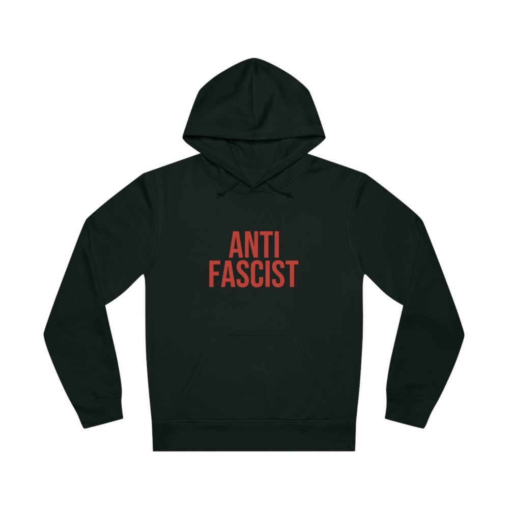 ANTIFASCIST red organická unisex mikina s kapucí