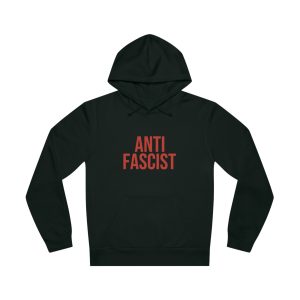 ANTIFASCIST red organická unisex mikina s kapucí