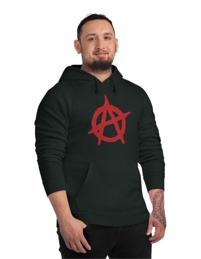 Anarchy Red organická unisex mikina s kapucí