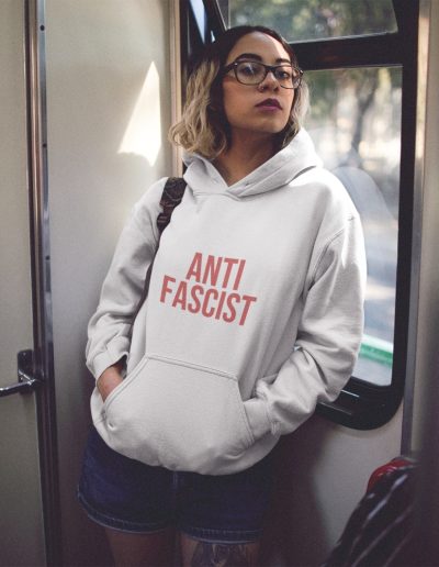 ANTIFASCIST red organická unisex mikina s kapucí