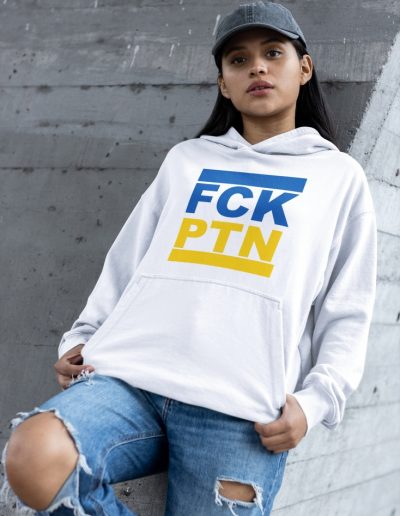 FCK PTN Fuck Putin organická unisex mikina s kapucí