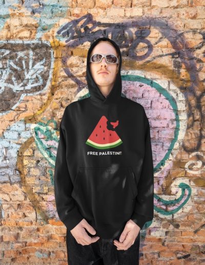 Free Palestine Watermelon organická unisex mikina s kapucí