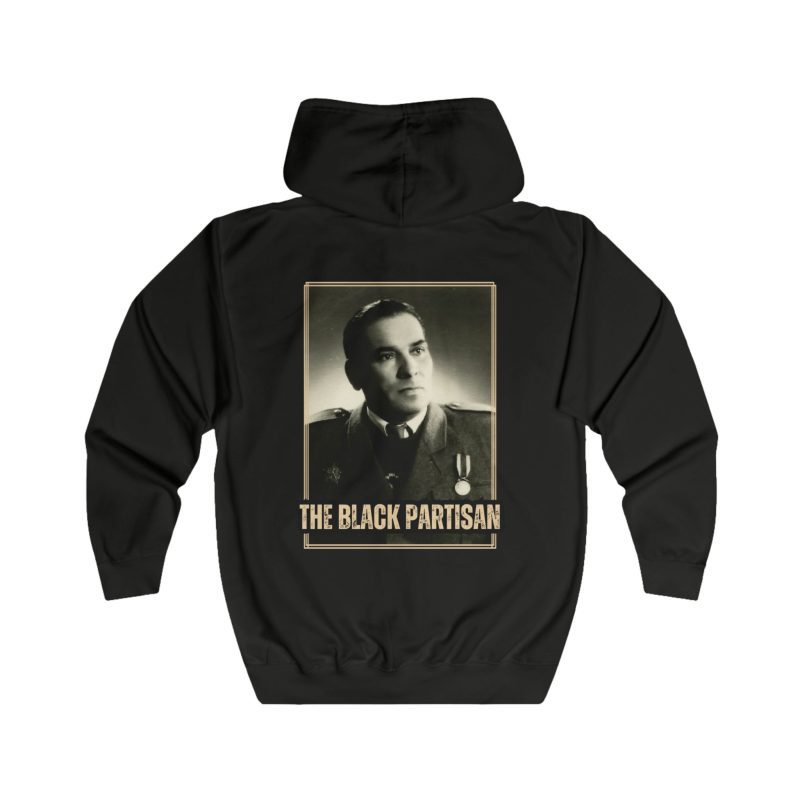 Josef Serinek (The Black Partisan) unisex mikina s kapucí na zip