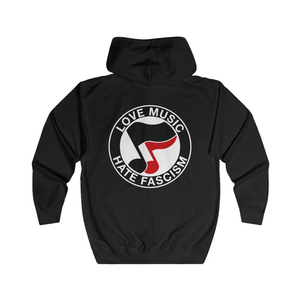 Love Music Hate Fascism unisex mikina s kapucí na zip