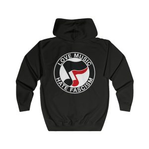 Love Music Hate Fascism unisex mikina s kapucí na zip