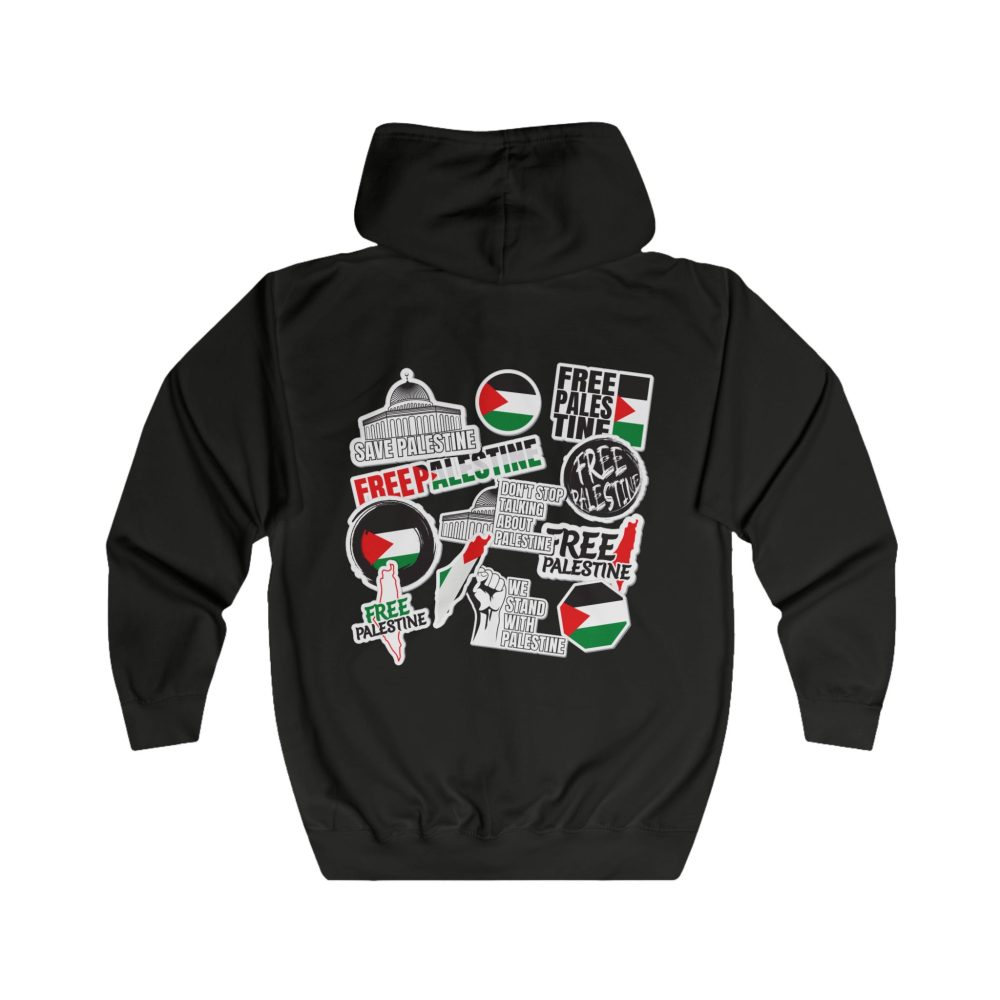 Free Palestine Stickers unisex mikina s kapucí na zip