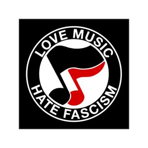 Love Music Hate Fascism vinylové samolepky