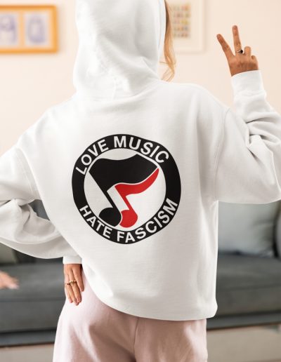 Love Music Hate Fascism unisex mikina s kapucí na zip