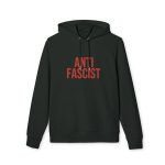 ANTIFASCIST red organická mikina s kapucí