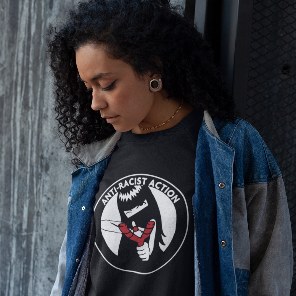 Anti-Racist Action Black Sweatshirt Anti-Racist Action tričko
