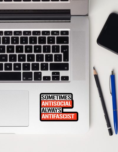 Sometimes Antisocial Always Antifascist kiss cut samolepky