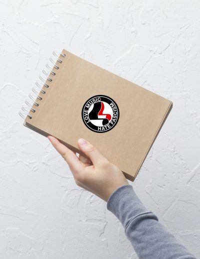 Love Music Hate Fascism kiss cut samolepky