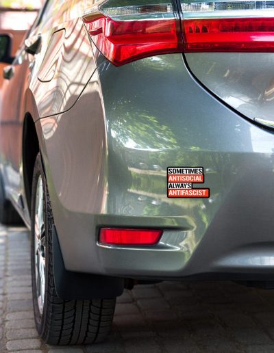 Sometimes Antisocial Always Antifascist kiss cut samolepky