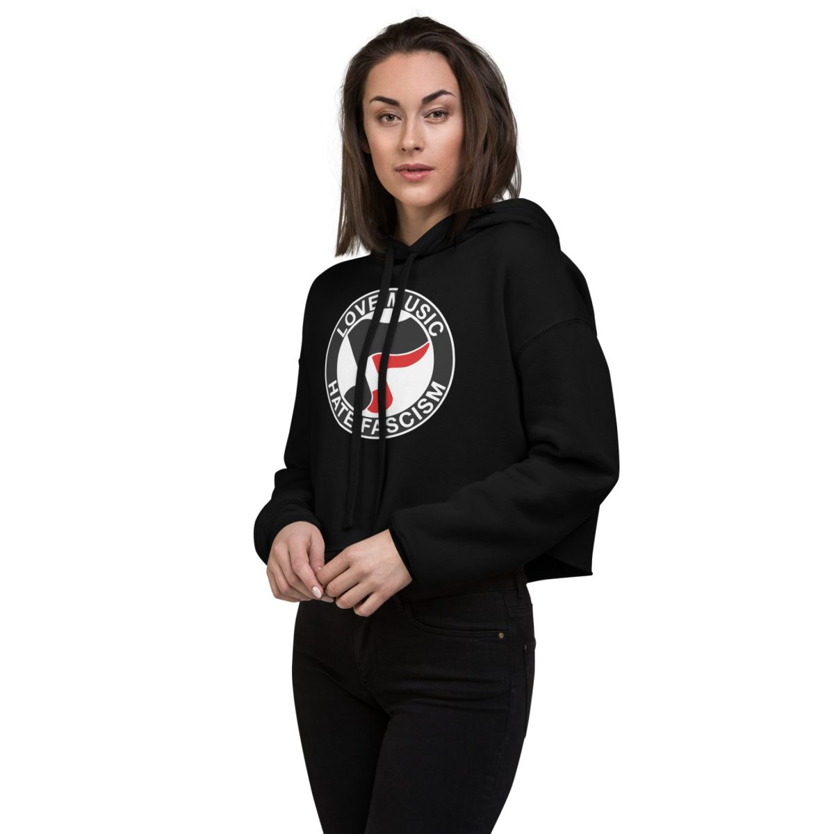 Love Music Hate Fascism crop mikina