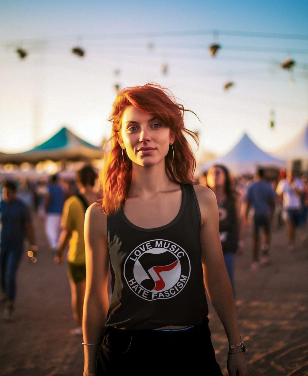 Love Music Hate Fascism unisex tílko