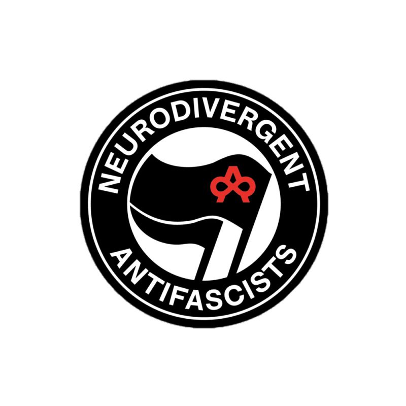 Neurodivergent Antifascists kiss cut samolepky