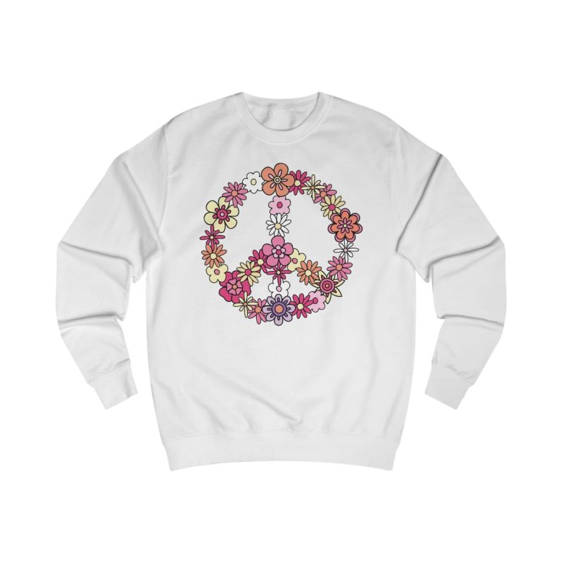 Flower Power Peace unisex mikina bez kapuce