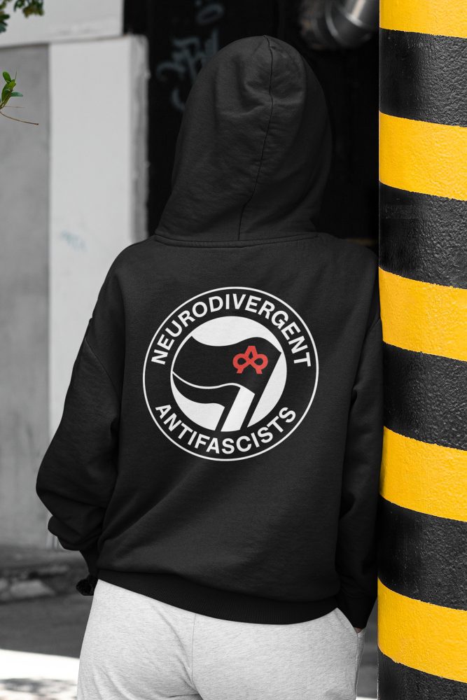 Neurodivergent Antifascists unisex mikina s kapucí na zip