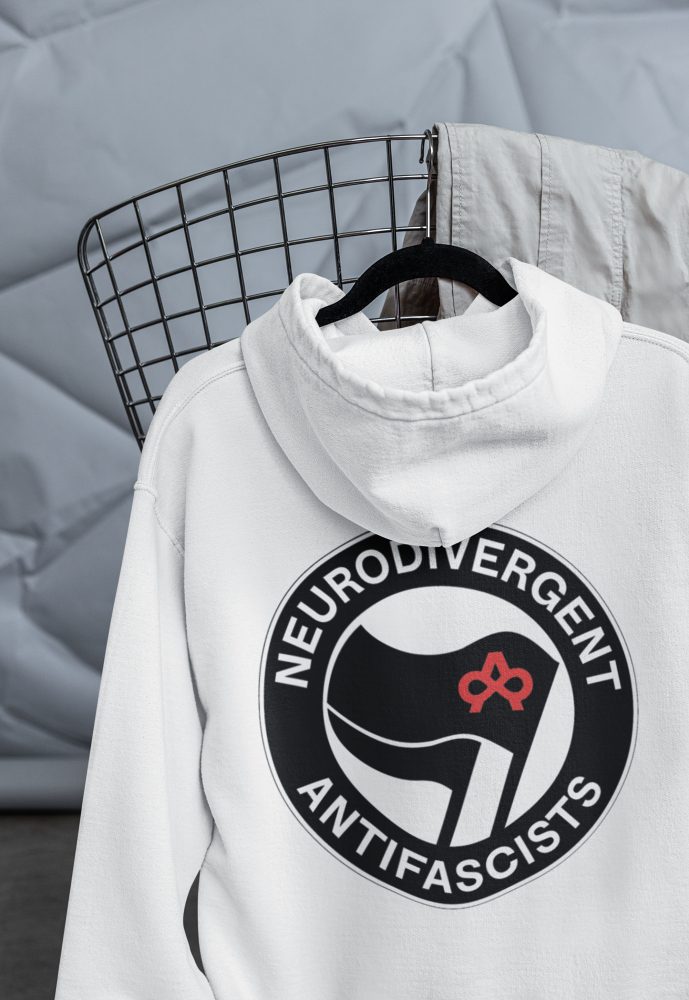 Neurodivergent Antifascists unisex mikina s kapucí na zip