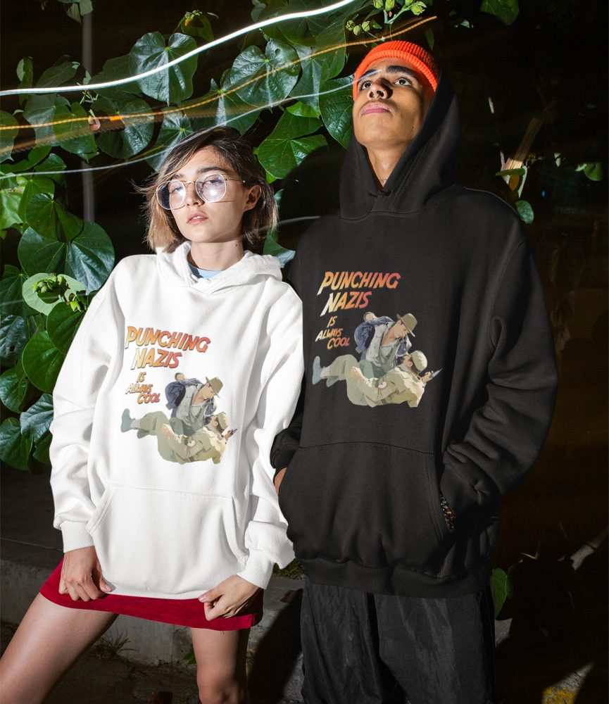 Punching Nazis Is Always Cool unisex mikina s kapucí