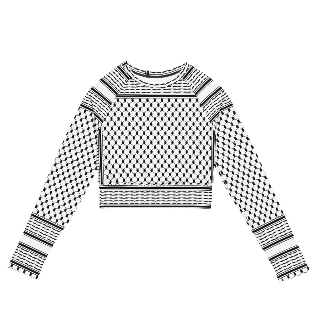 Kufiya (Keffiyeh) recyklovaný crop top s dlouhým rukávem