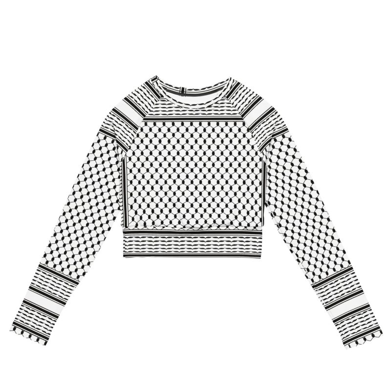 Kufiya (Keffiyeh) recyklovaný crop top s dlouhým rukávem