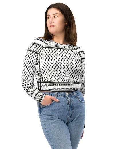 Kufiya (Keffiyeh) recyklovaný crop top s dlouhým rukávem