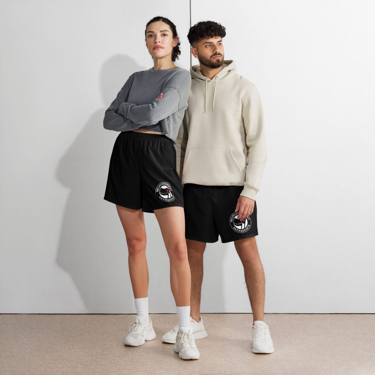 Neurodivergent Antifascists unisex recyklované kraťasy