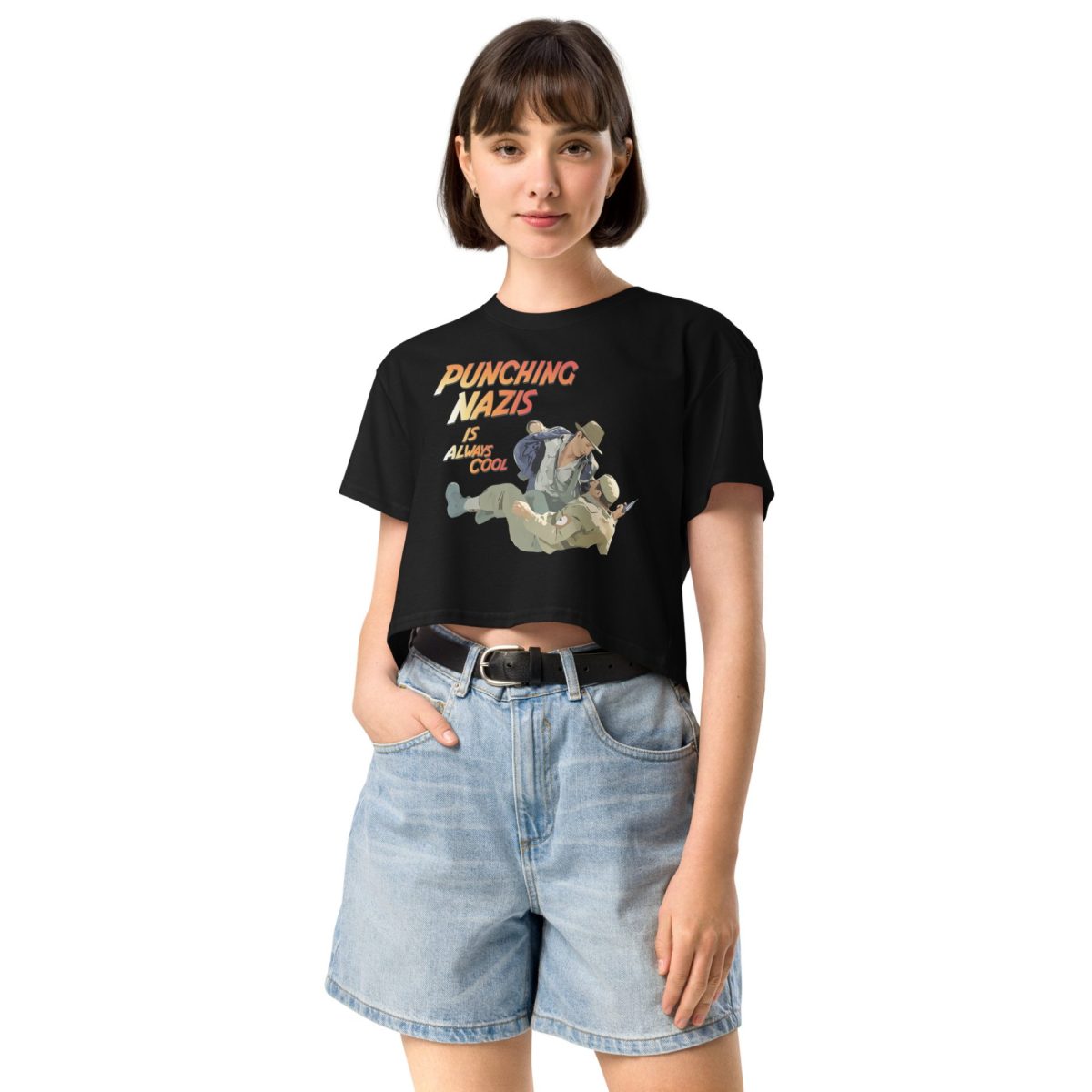 Punching Nazis Is Always Cool crop top