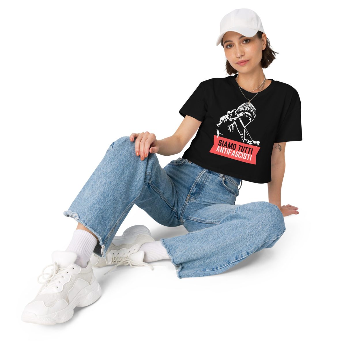 Siamo Tutti Antifascisti (Red Banner) crop top