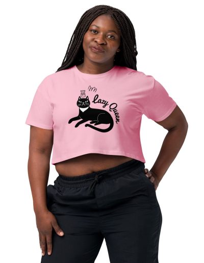 Lazy Cat Queen feministický crop top