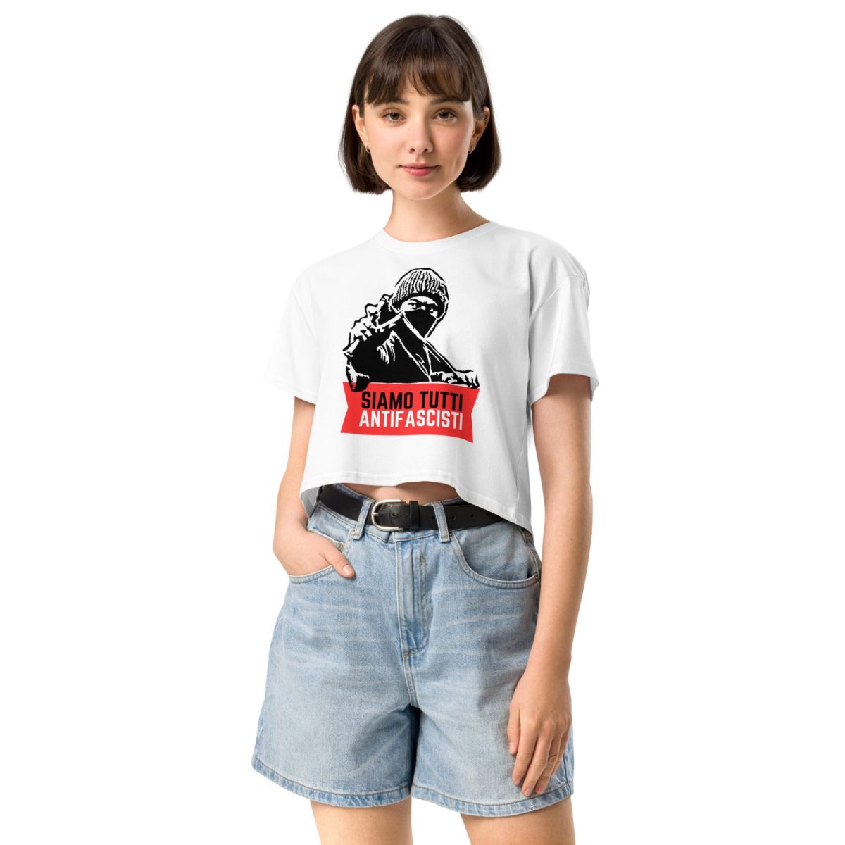 Siamo Tutti Antifascisti (Red Banner) crop top