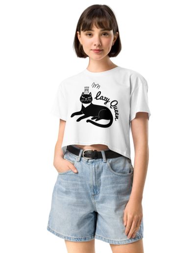 Lazy Cat Queen feministický crop top