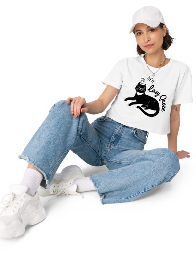 Lazy Cat Queen feministický crop top