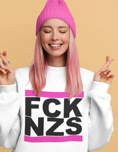 FCK NZS Pink unisex mikina bez kapuce