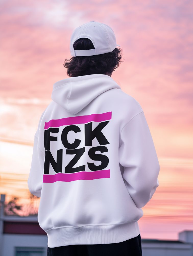 FCK NZS Pink unisex mikina s kapucí na zip