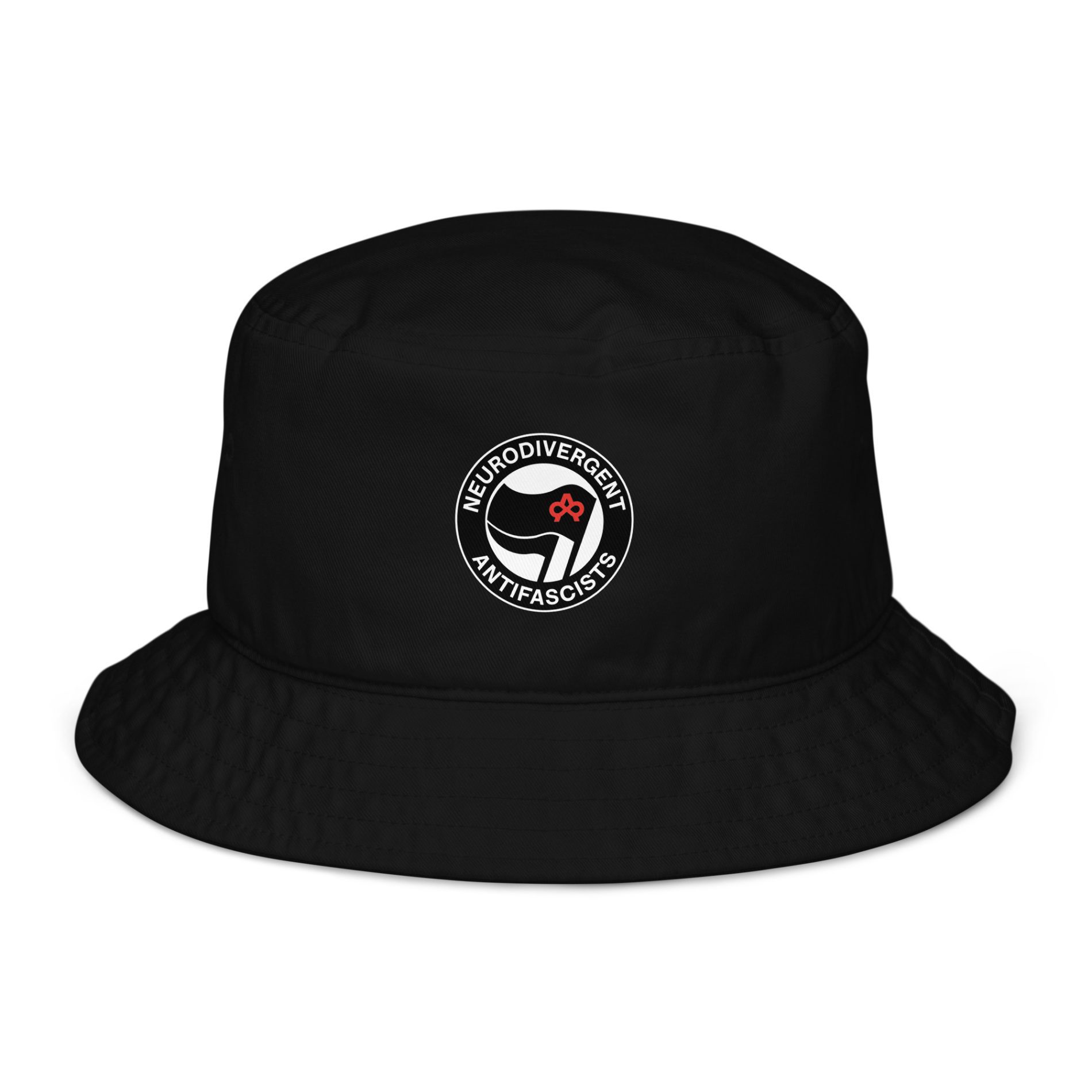 Neurodivergent Antifascists bucket klobouk (organická bavlna) 1 Neurodivergent Antifascists bucket klobouk (organická bavlna)