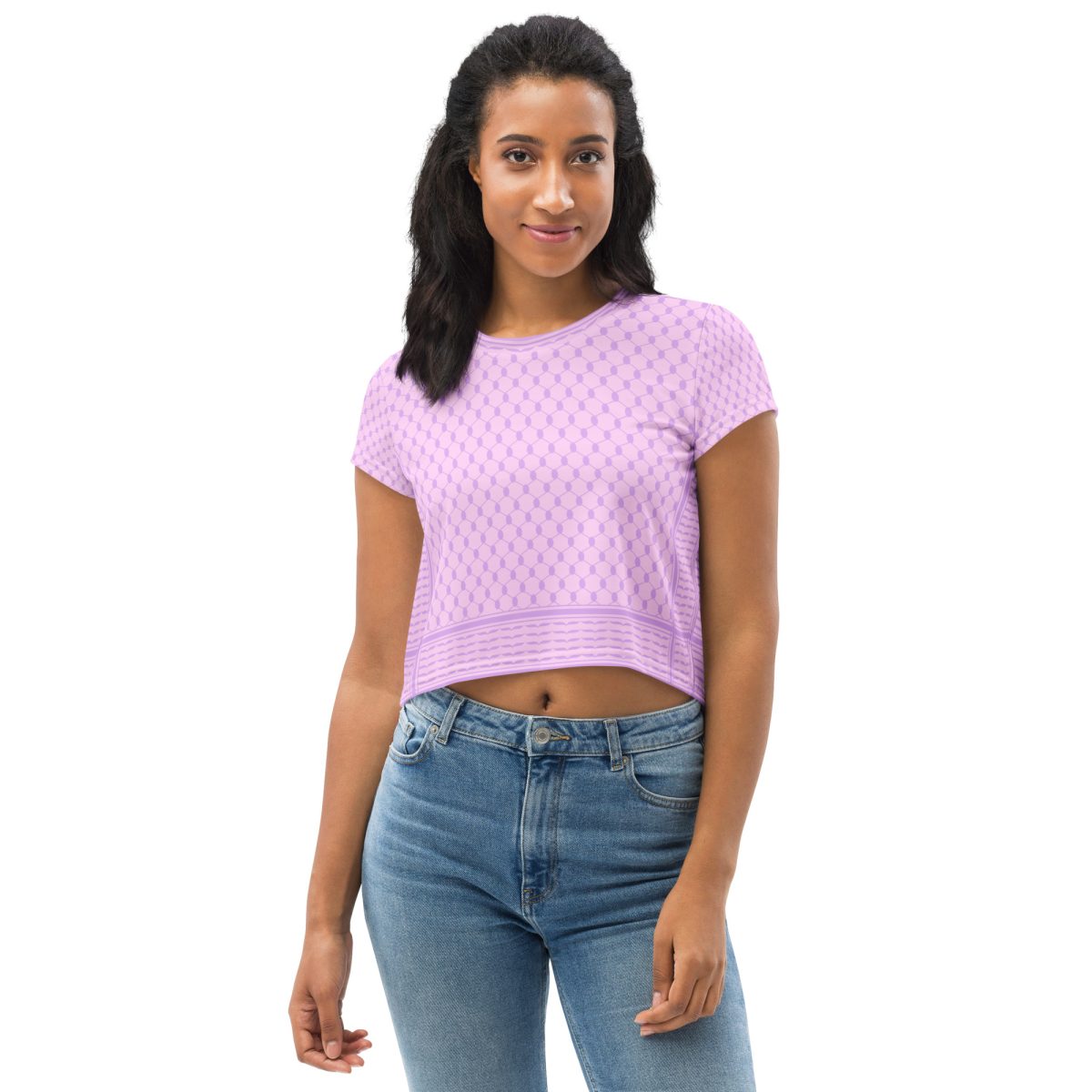 Lilac Kufiya (Keffiyeh) crop top