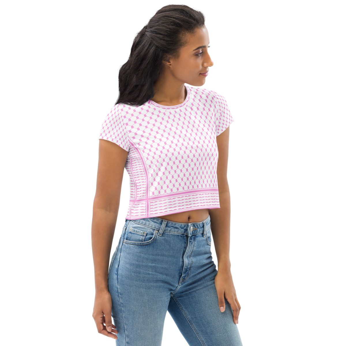 Baby Pink Kufiya (Keffiyeh) crop top