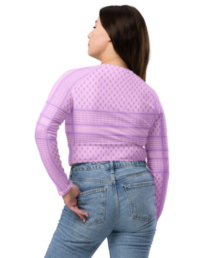 Lilac Kufiya (Keffiyeh) recyklovaný crop top s dlouhým rukávem