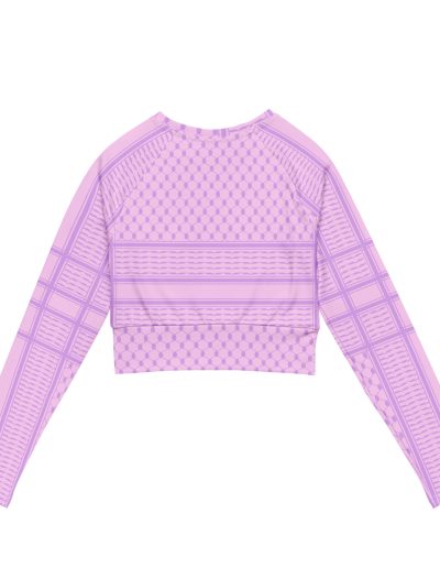 Lilac Kufiya (Keffiyeh) recyklovaný crop top s dlouhým rukávem